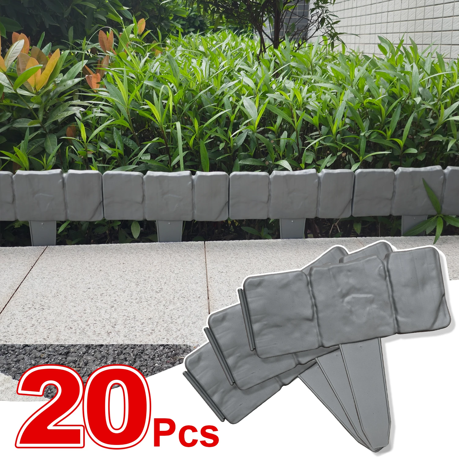Smart Garden Edging - 20/10 szt. Plastikowa krawędź ogrodowa, panele